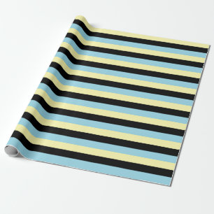 Papier Cadeau Jaune pâle, noir et bleu pastel