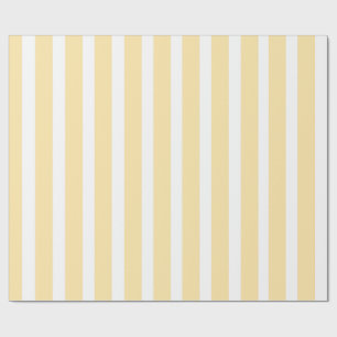 Papier Cadeau Jaune pastel et rayure verticale blanche