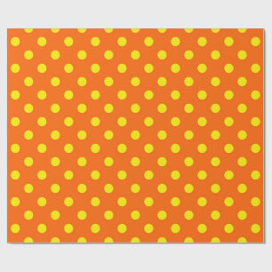 Papier Cadeau Jaune Sur Orange Pois Design Motif