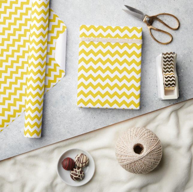 Papier Cadeau Jaune Zigzag, Jaune Chevron, Motif géométrique (Artisanat)