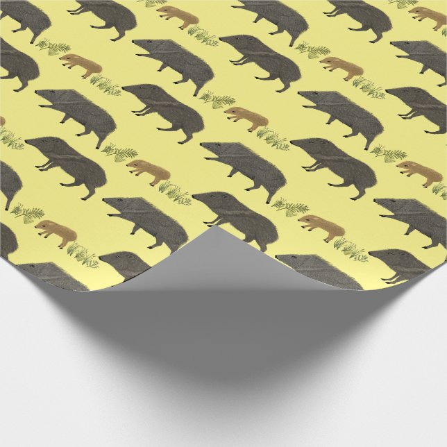 Papier Cadeau Javelina Family Portrait Desert Animaux Motif (Coin)