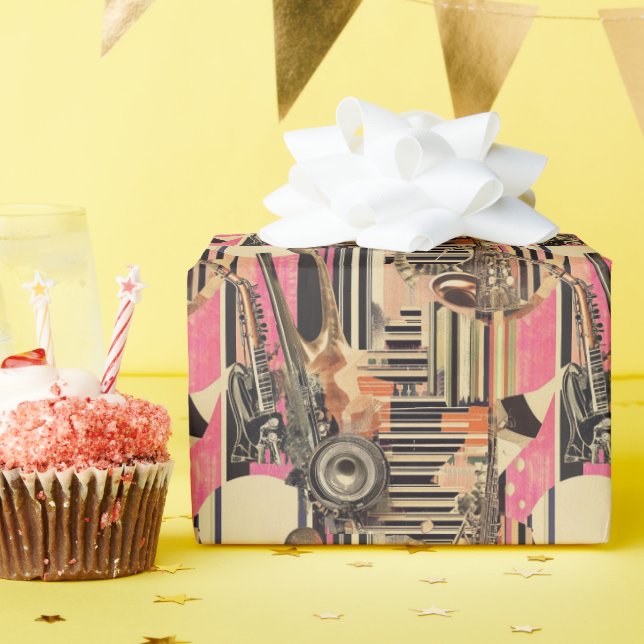 Papier Cadeau Jazz Age Musician 1920s Dadaist Style (Fête d'anniversaire)