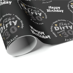 Papier Cadeau Je l'aime la 30ème fête d'anniversaire de rotation