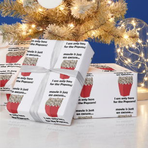 Papier Cadeau Je ne suis ici que pour le pop-corn Citation drôle