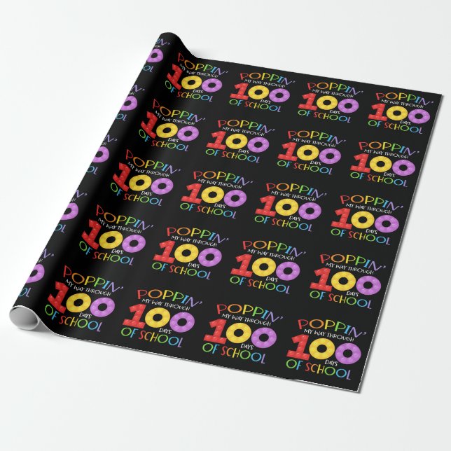 Papier Cadeau Je passe 100 jours à l'école (Déroulé)