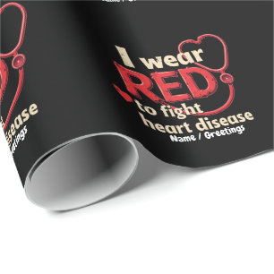 Papier Cadeau Je porte du rouge pour lutter contre les maladies