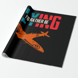 Papier Cadeau Je préférerais piloter Vintage Aviation Retro Pi