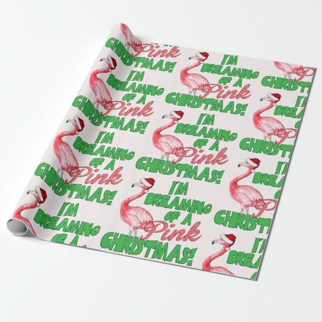 Papier Cadeau Je rêve d'un Noël rose (Déroulé)