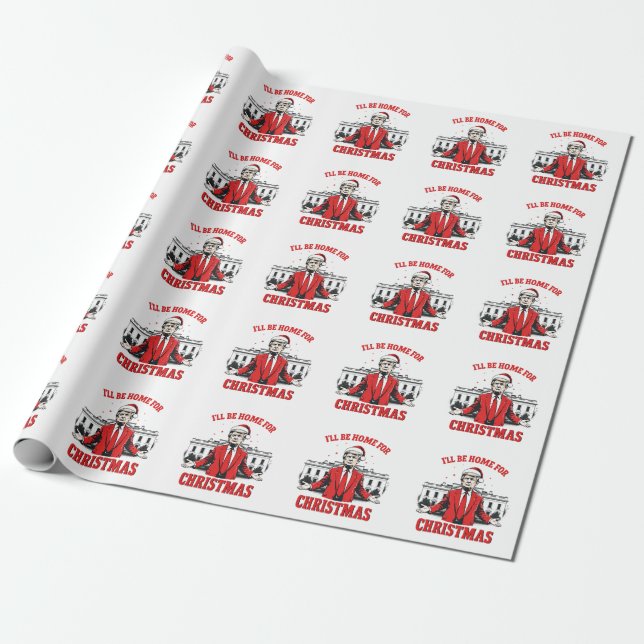 Papier Cadeau Je serai à la maison pour l'Inaguration de Noël de (Déroulé)