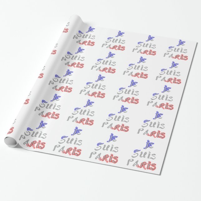 Papier Cadeau Je Suis Paris I Love Paris Texte Art Imprimer (Déroulé)