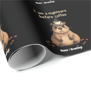 Papier Cadeau Je suis un cauchemar avant le café, devise des amo