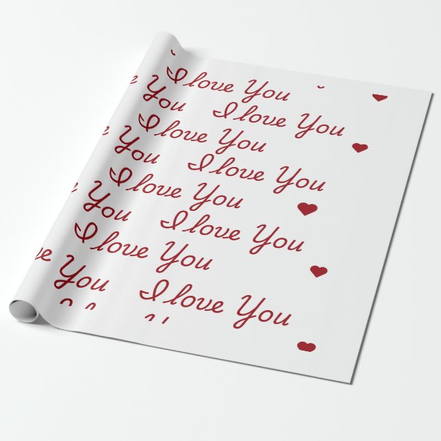 Papier Cadeau Je T'Aime Envelopper Du Papier (Déroulé)