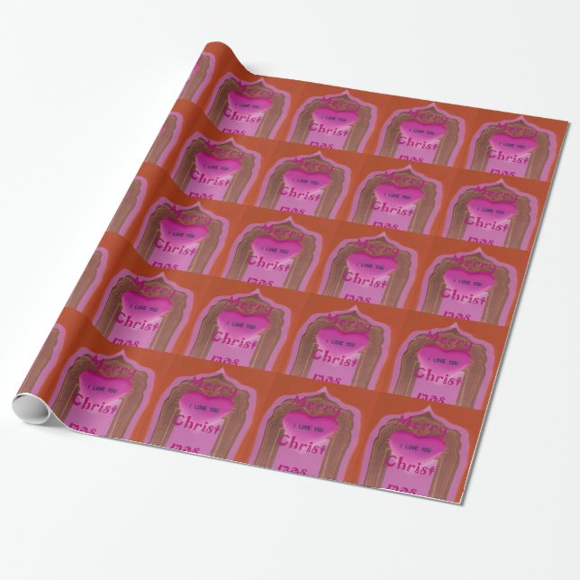 Papier Cadeau Je t'aime Joyeux Coeur de Noël (Déroulé)