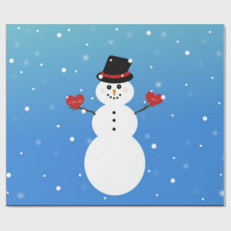 Papier Cadeau Je t'aime plus de bonhomme de neige