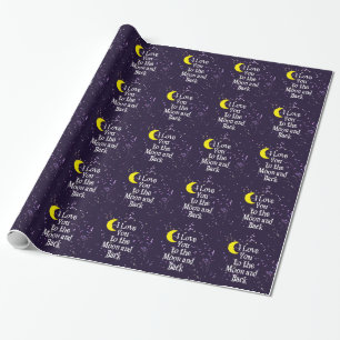Papier Cadeau Je t'aime sur la Lune et le dos - L'homme dans la