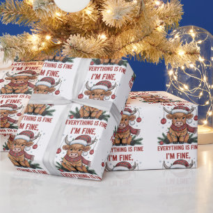 Papier Cadeau Je vais bien Tout va bien Noël Vache des Highlands
