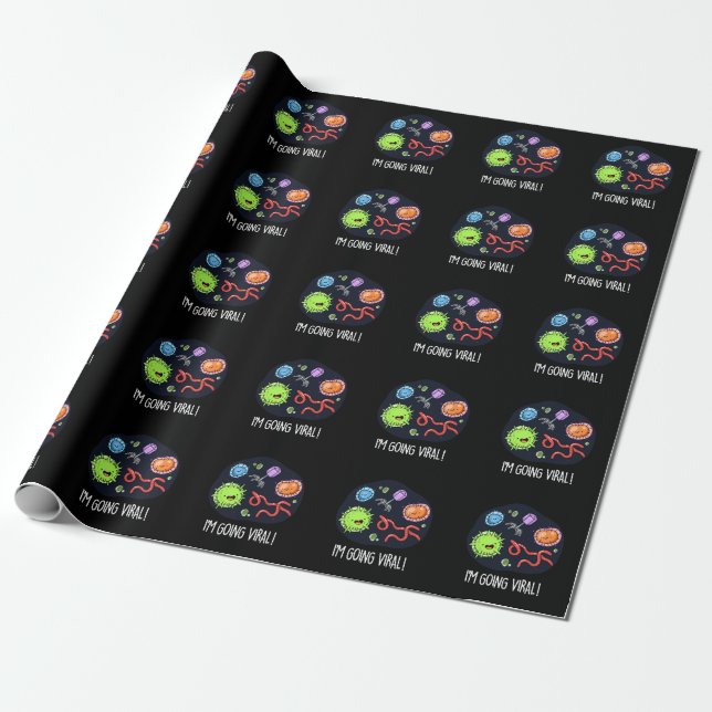 Papier Cadeau Je vais Viral Funny Virus Pun Dark BG (Déroulé)