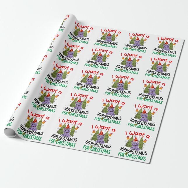 Papier Cadeau Je Veux L'Hippopotame Pour L'Affiche De T-Shirt De (Déroulé)
