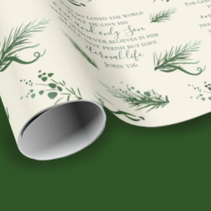 Papier Cadeau Jean 3:16 Bible Personnalisé Sage moderne Noël