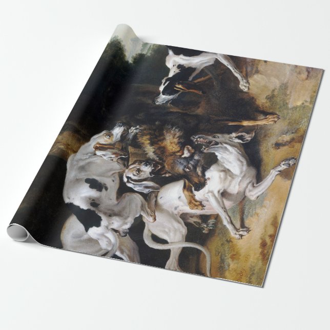 Papier Cadeau Jean-Baptiste Oudry Le Hallali du loup (Déroulé)