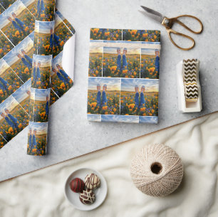 Papier Cadeau Jean en Denim et Baskets Orange dans des Fleurs
