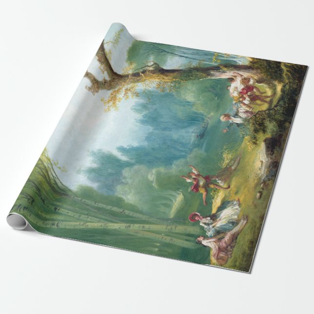 Papier Cadeau Jean-Honoré Fragonard un jeu de cheval et de (Déroulé)