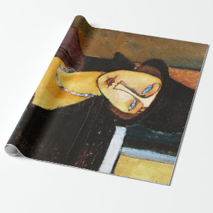 Papier Cadeau Jeanne Hebuterne avec Casquette et collier, Modigl