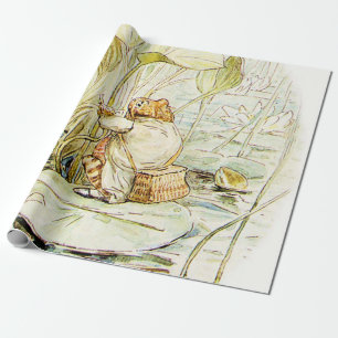 Papier Cadeau Jeremy Fisher sur un pad Lily par Beatrix Potter