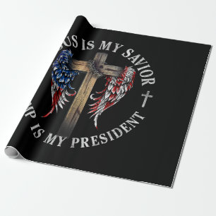 Papier Cadeau Jésus est mon sauveur Trump est mon président 2024