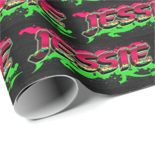Papier Cadeau Jésus prénom Graffiti red green