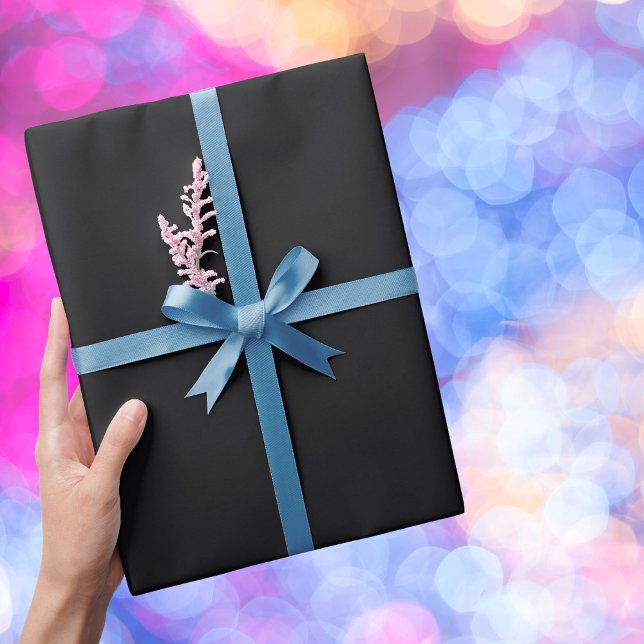 Papier Cadeau Jet noir couleur solide (Créateur téléchargé)