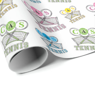 Papier Cadeau Jeu coloré de tennis - monogramme