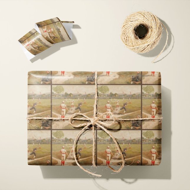 Papier Cadeau Jeu de baseball vintage des années 1800 (Créateur téléchargé)