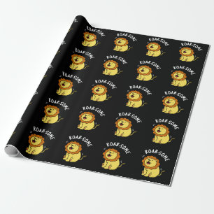 Papier Cadeau Jeu de Lion grinçant rôti rond gris foncé