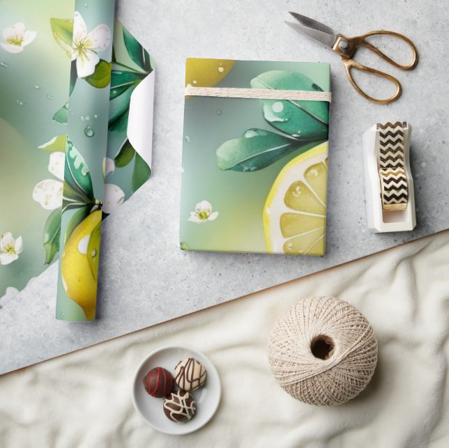 Papier Cadeau Jeu de mariée bleu citron moderne (Artisanat)