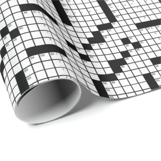 Papier Cadeau Jeu de mots croisés drôle en noir et blanc