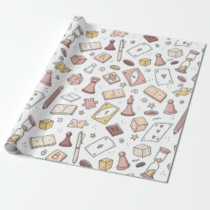 Papier Cadeau Jeu de plateau classique main tiré Motif sans cout