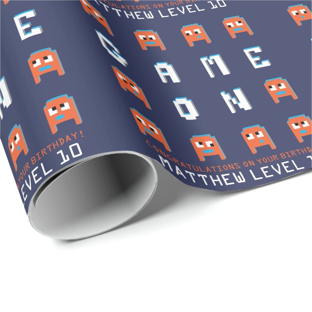 Papier Cadeau Jeu sur l'anniversaire fait sur commande orange de (Coin rond)