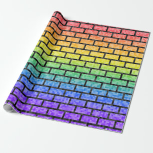 Papier Cadeau Jeu vidéo 8 bits Pixelated Look Rainbow Spectrum