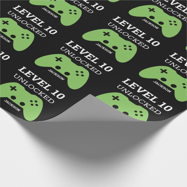 Papier Cadeau Jeu Vidéo Gamer Niveau Anniversaire Personnalisé (Coin)