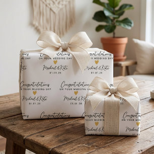 Papier Cadeau Jeunes mariés Élégant cadeau de mariage personna