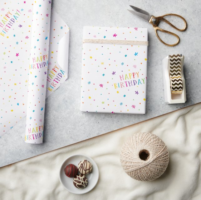 Papier Cadeau JEUX ANNIVERSAIRE moderne fun-fetti scintillant co (Artisanat)