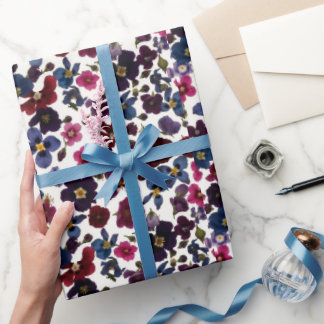 Papier Cadeau Jewel Tone Wildflowers on Ivory
