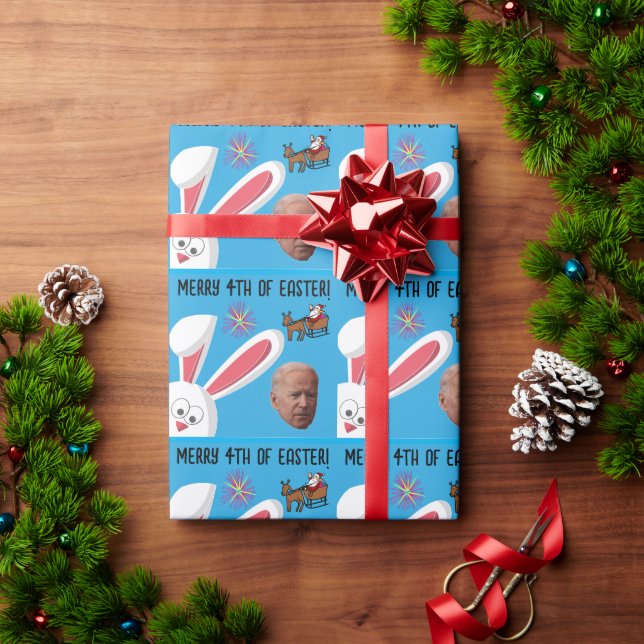 PAPIER CADEAU JOE BIDEN 4 TH EASTER CHRISTMAS FUNNY (Cadeau de vacances)