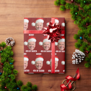 Papier Cadeau Joe Biden Face Père Noël Joyeux 4 de Noël de Pâque