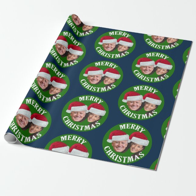 Papier Cadeau Joe Biden Kamala Harris 2020 avec Santa Hats - Ble (Déroulé)