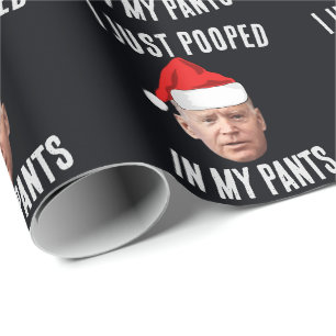 PAPIER CADEAU JOE BIDEN POOPÉ POOP FUNNY NOËL AMUSANT