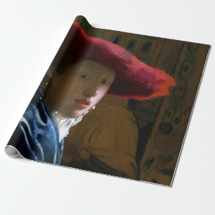 Papier Cadeau Johannes Vermeer - Fille avec un Casquette rouge