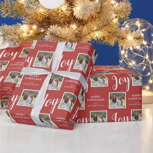 Papier Cadeau Joie | 2 Fêtes de Noël rouge photo (Vacances)