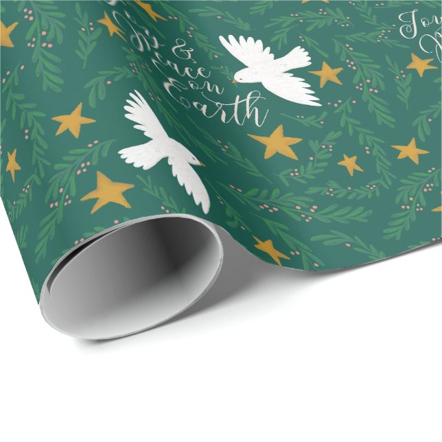 Papier Cadeau Joie et Paix sur Terre Enveloppe cadeau Dove (Coin rond)